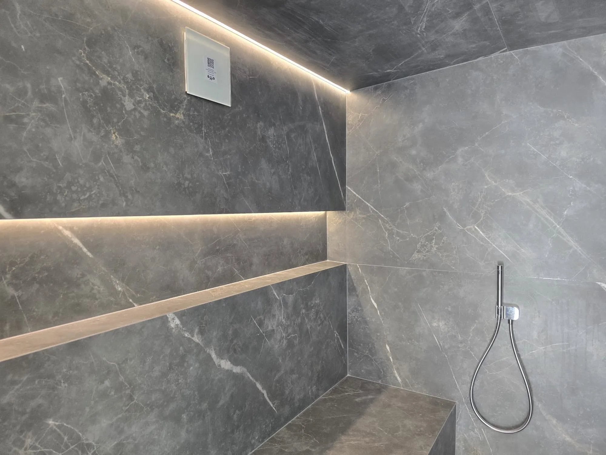 Steam room niche, handset and control detail